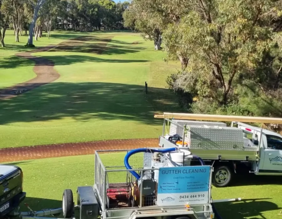 Branded trailer on a golf course job